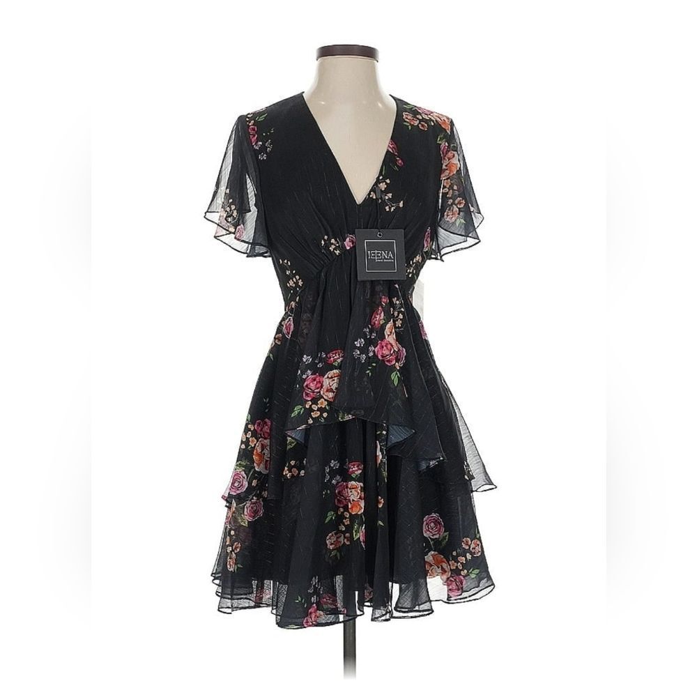 Mac Duggal Black Floral High Low Dress